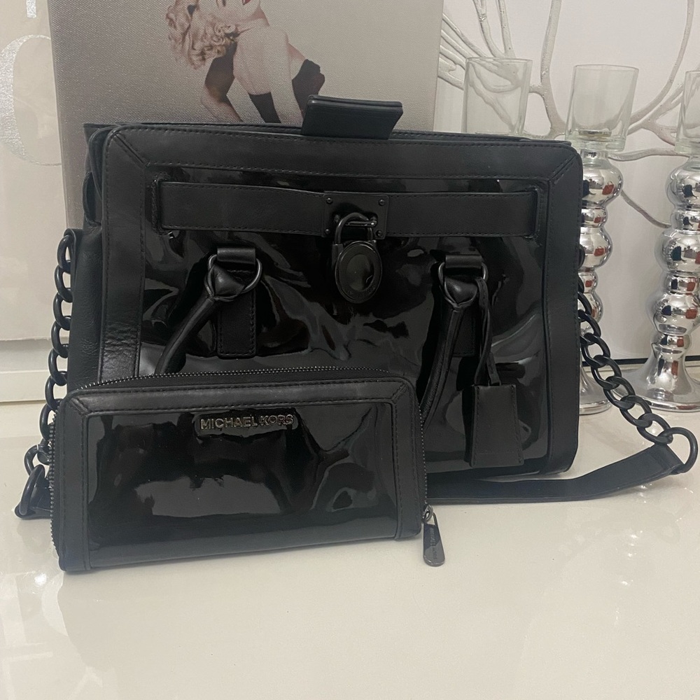 Michael Kors Patent leather handbag with matching wallet